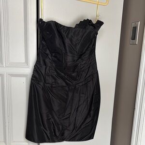 Catherine Malandrino Black One-Shoulder Pleated Cocktail Dress
